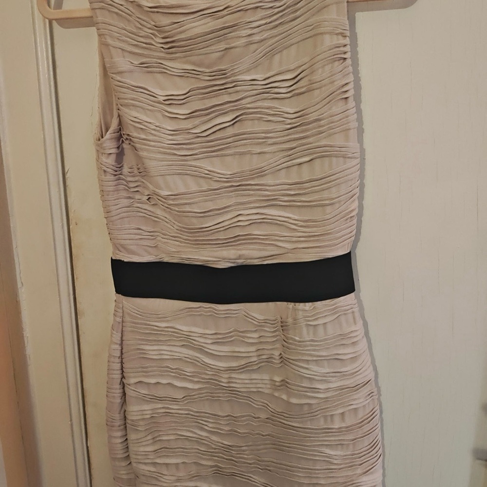 H&M Beige Textured Mini Dress with Black Band